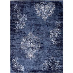 Tapis traditionnelle Anatolie, 4' x 5', marine/ivoire