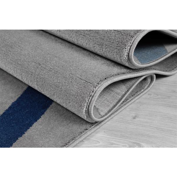 Tapis turque rectangulaire, 8 pi x 11 pi, bleu/gris