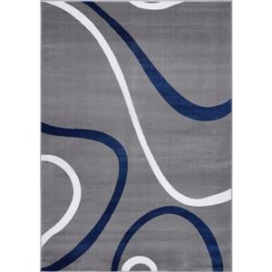 Tapis turque spirale rectangulaire, 4 pi x 6 pi, bleu/gris