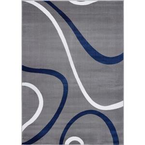 Tapis turque spirale petit rectangulaire, 3' x 5', gris/bleu