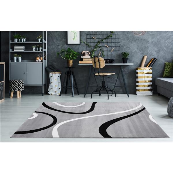 Tapis turque rectangulaire, 8 pi x 11 pi, gris clair