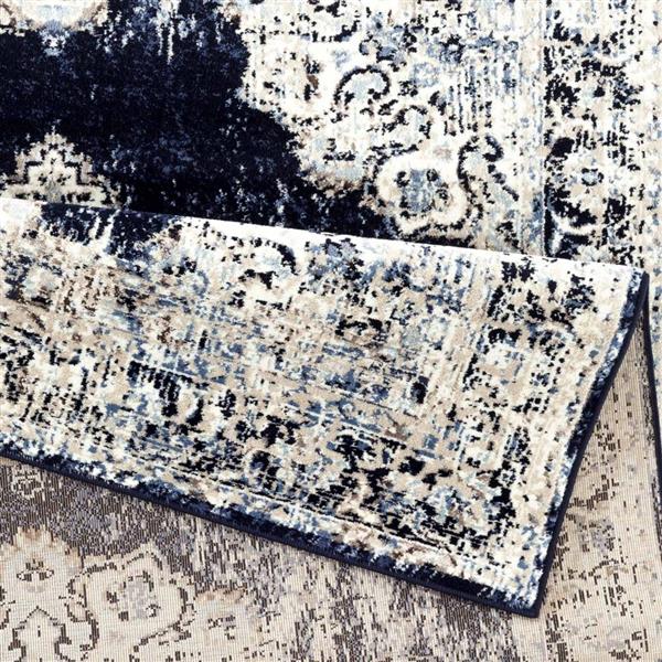 La Dole Rugs®  Anatolia European Area Rug - 5-ft x 7-ft - Ivory/Navy Blue