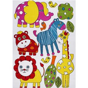 La Dole Rugs® Kids Cartoon Animal Area Rug - 4' x 6' - Cream/Multicolour