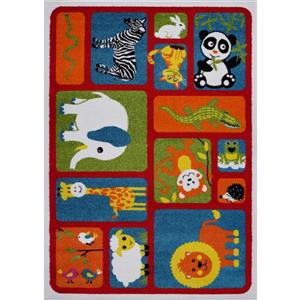 La Dole Rugs® Kids Cartoon Animal Area Rug - 6' x 9' - Red/Multicolour