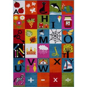 Tapis pour enfants thème alphabet, 5' x 7', multicolore