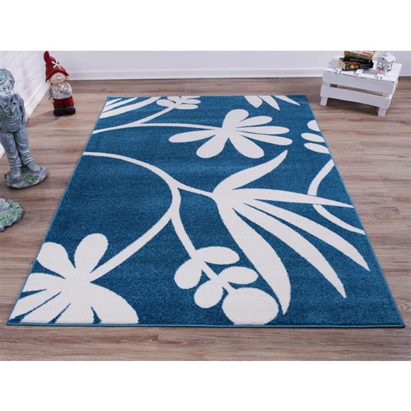 La Dole Rugs® Botanical Area Rug  - 4-ft x 6-ft - Blue/Cream