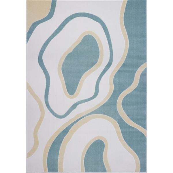 Tapis abstrait de La Dole Rugs(MD), 5 pi x 8 pi, bleu/blanc