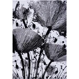 La Dole Rugs® Poppy Floral Rectangular Rug - 7' x 10' - Grey/Black