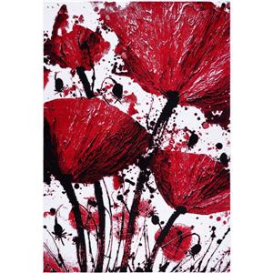 Tapis floral rectangualire «Poppy», 8' x 11', rouge/noir