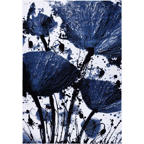 La Dole Rugs® Poppy Floral Rectangular Rug - 7-ft x 10-ft - Navy