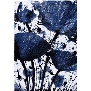 Tapis floral rectangualire «Poppy», 7 pi x 10 pi, marine/noir