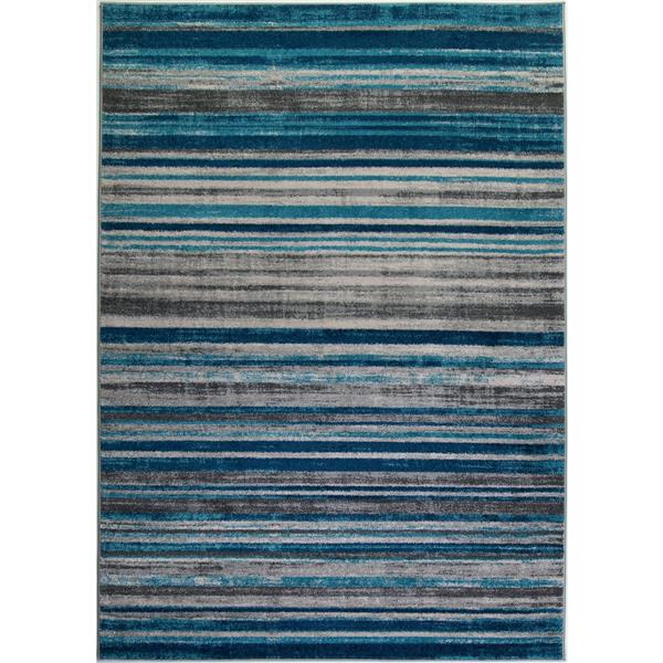 La Dole Rugs®  Kensington Line Abstract Rug - 4-ft x 6-ft - Blue/Ivory