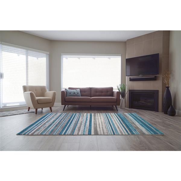 La Dole Rugs®  Kensington Line Abstract Rug - 5-ft x 8-ft - Blue/Ivory