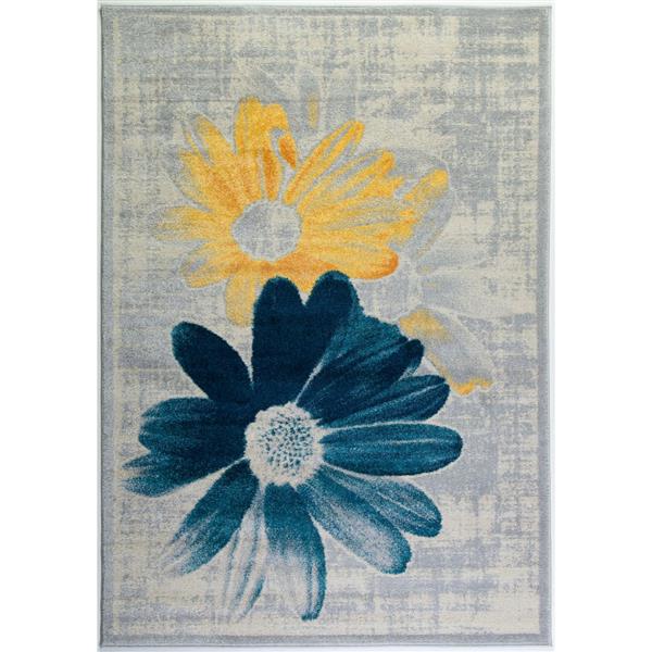 La Dole Rugs®  Contemporary Floral Area Rug - 7-ft x 10-ft - Teal/Yellow