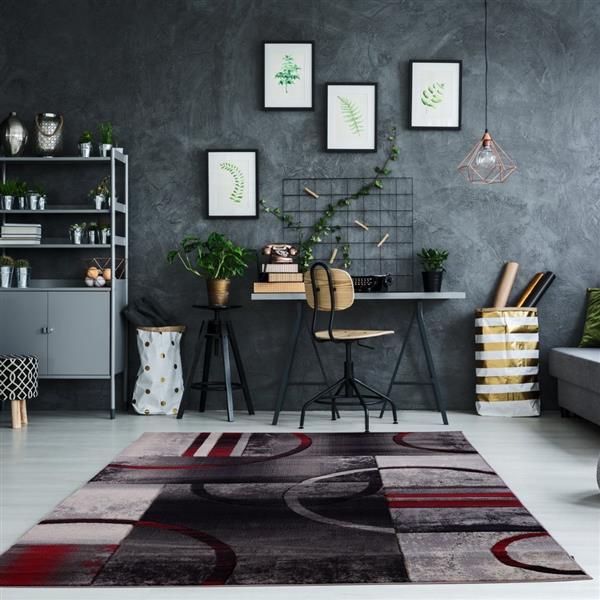 Tapis géométrique européenne «Adonis», 5 pi x 8 pi, noir/gris