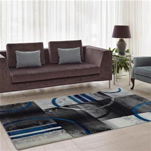 Tapis géométrique européenne «Adonis», 5 pi x 8 pi, noir/gris