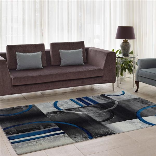 La Dole Rugs® Adonis Geometric European Area Rug - 3-ft x 10-ft - Black ...