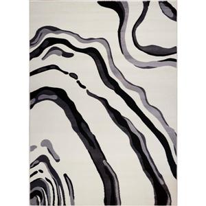 La Dole Rugs®  Abstract Contemporary Area Rug - 7-ft x 10-ft - Cream/Black