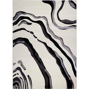 La Dole Rugs® Abstract Contemporary Area Rug - 4' x 6' - Cream/Black