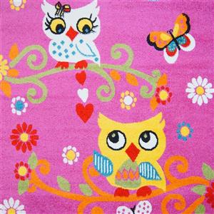 Tapis pour enfants à motif hibou «Moda», 7 pi x 10 pi, rose