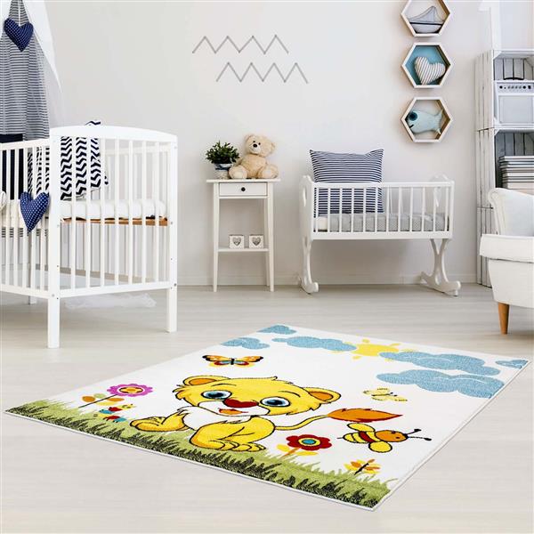 La Dole Rugs®  Kids Moda Modern Lion Rug - 4-ft x 6-ft - White