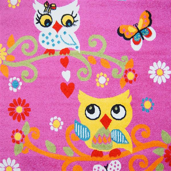 La Dole Rugs® Kids Moda Modern Owl Rug - 5-ft x 8-ft - Pink