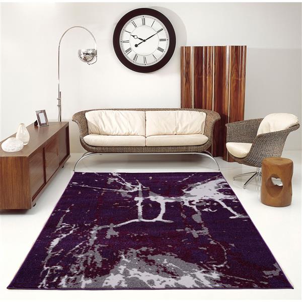La Dole Rugs® Anise Art Area Rug - 3-ft x 10-ft - Violet/Grey ANS10762 ...