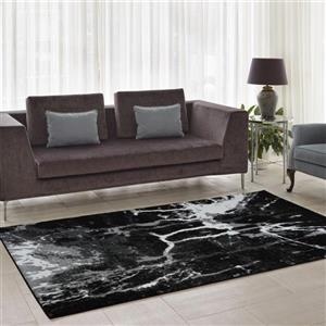 Tapis «Anise» de La Dole Rugs(MD), 7 pi x 10 pi, noir/blanc