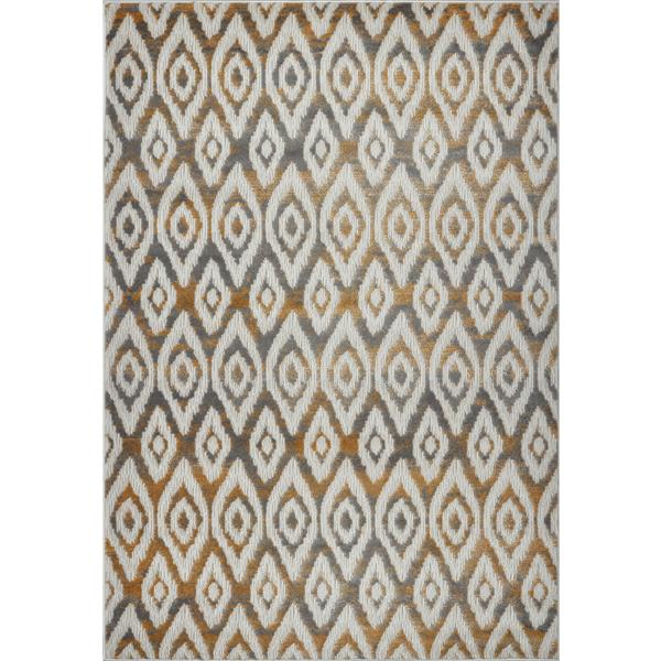 Tapis géométrique moderne «Bolivya», 4 pi x 6 pi, gris