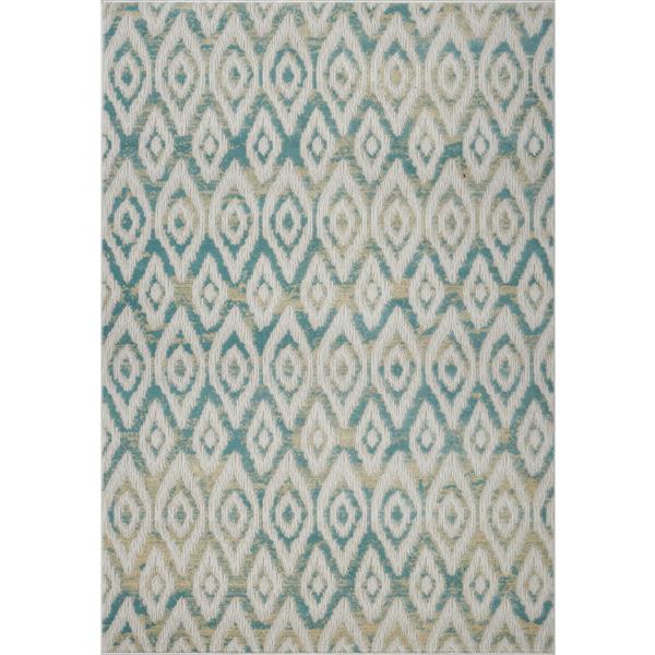 Tapis géométrique moderne «Bolivya», 5 pi x 8 pi, bleu