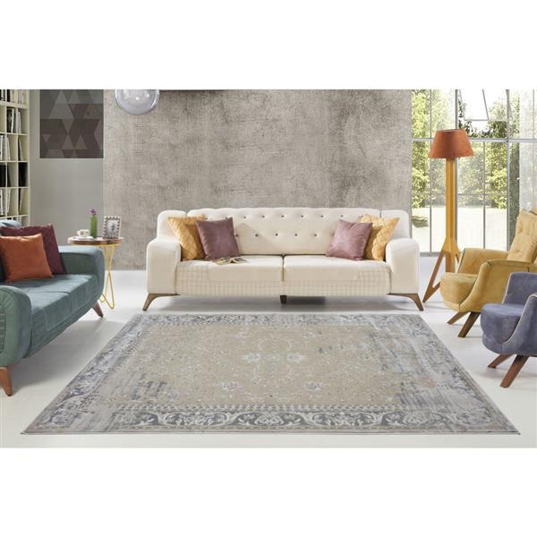 La Dole Rugs®  Abstract Garnet Contemporary Rug - 5-ft x 8-ft - Caramel/Grey