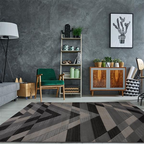 La Dole Rugs® Modern Area Rug - 3-ft x 5-ft - Grey/Black