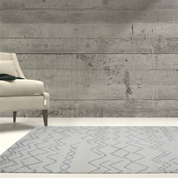 La Dole Rugs®  Contemporary Trellis Rectangular Rug - 5-ft x 8-ft - Ivory/Green