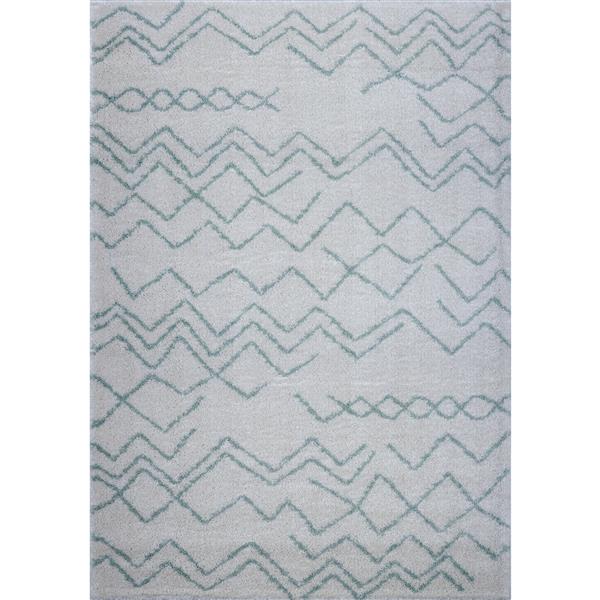 La Dole Rugs®  Contemporary Trellis Rectangular Rug - 5-ft x 8-ft - Ivory/Green