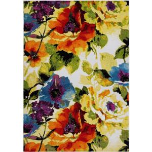 Tapis contemporain rectangulaire, 5 pi x 8 pi, multicolore