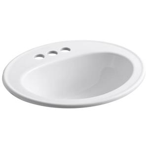 KOHLER Pennington Drop-in Sink - 17.5-in x 8.5-in - Porcelain - White