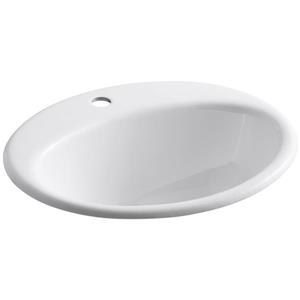 KOHLER Farmington Drop-in Sink - 16.25-in x 8.75-in - Cast Iron - White