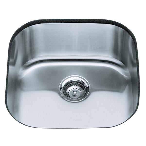 KOHLER Undertone Undermount Single Kitchen Sink - 19.63-in - Silver