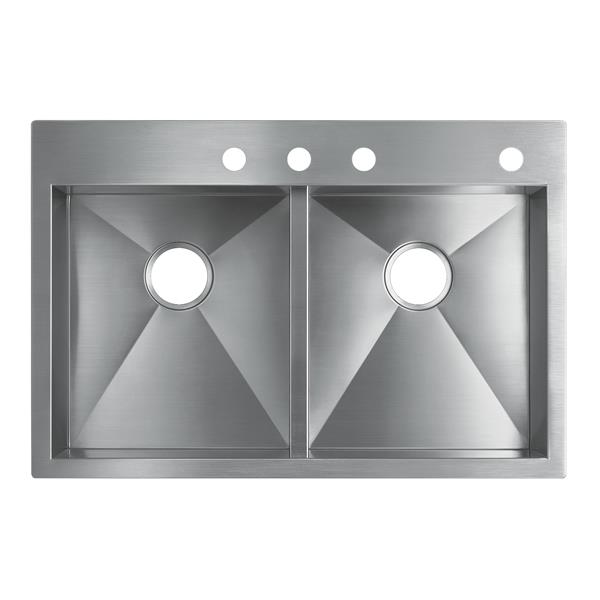 KOHLER Vault Drop-in Double Kitchen Sink - 33-in - Silver