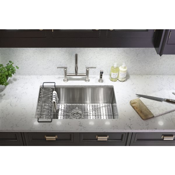 KOHLER Strive Undermount Single Kitchen Sink - 29-in - Silver