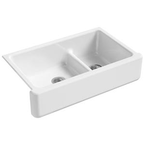 KOHLER Whitehaven Undermount Double Kitchen Sink - 35.69-in - White