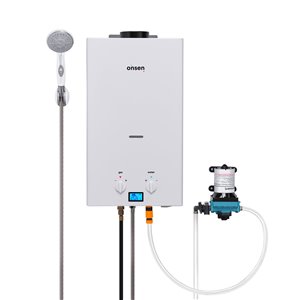 Onsen 10L 2.6 Gal/Min 75,000 BTU Outdoor Liquid Propane Tankless Water Heater with 3.0 Pump