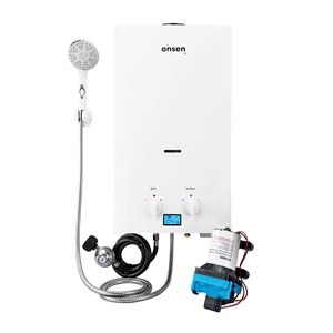 Onsen 10L 2.6 Gal/Min 75,000 BTU Outdoor Liquid Propane Tankless Water Heater with 3.0 Pump