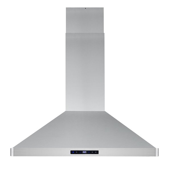 Cosmo 36-in 380 CFM Lumin Collection Ducted Island Range Hood w/ Soft Touch Controls and LED Lights - Stainless Steel