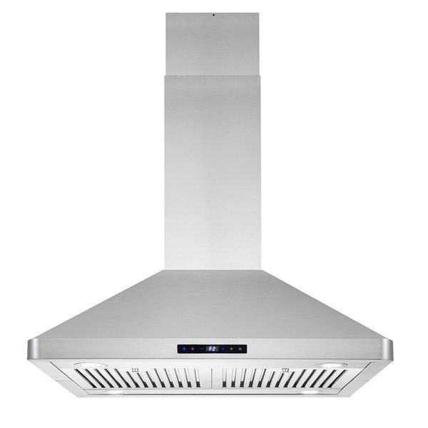 Cosmo 30-in 380 CFM Lumin Collection Ducted Island Range Hood w/ Soft Touch Controls and LED Lights - Stainless Steel