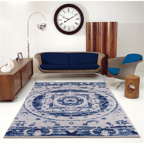 La Dole Rugs®  Kahina Traditional Botanical Area Rug - 4-ft x 6-ft - Blue