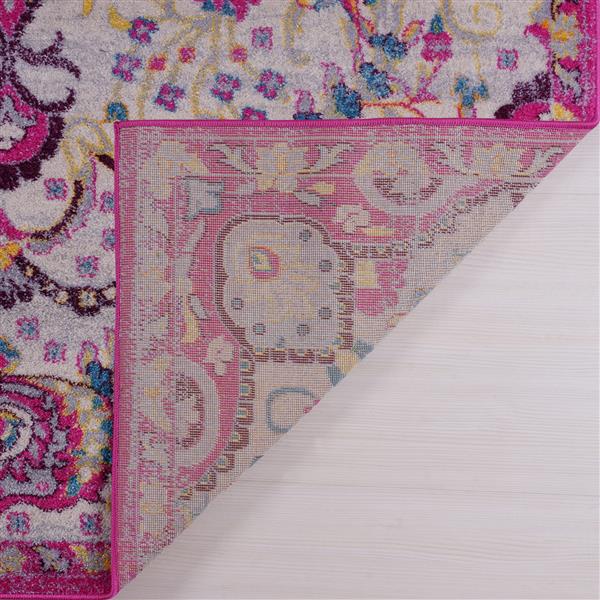 Tapis perse traditionnel «Darcy», 8 pi x 11 pi, rose