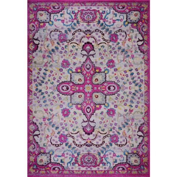 Tapis perse traditionnel «Darcy», 8 pi x 11 pi, rose