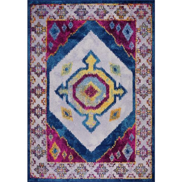 La Dole Rugs®  Huma Ikat Traditional Area Rug - 4-ft x 6-ft - Purple/Blue