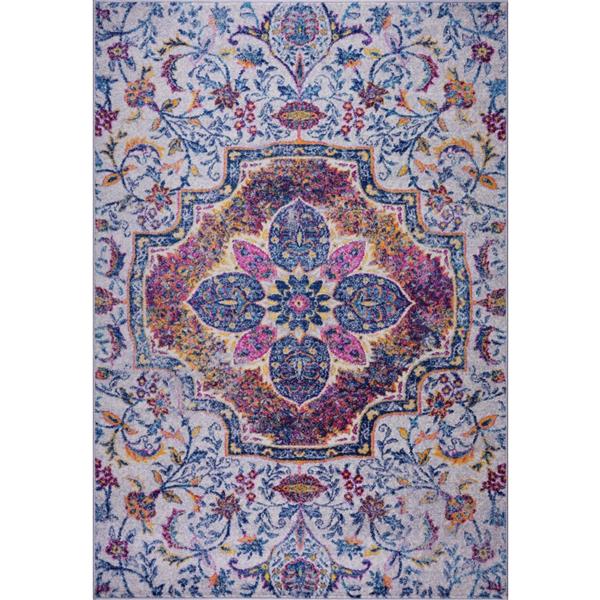 La Dole Rugs® Maya Traditional Rectangular Rug  - 8-ft x 11-ft - Blue/Pink